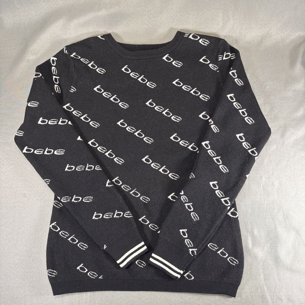 Bebe‎ Sweater Adult Size XL Black Long Sleeve Women's Pullover Logo NWT